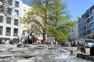 Rindermarktbrunnen im Frühling