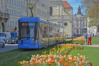 Tram 19 am Promenadeplatz im Frühling Tram 19 am Promenadeplatz im Frühling
